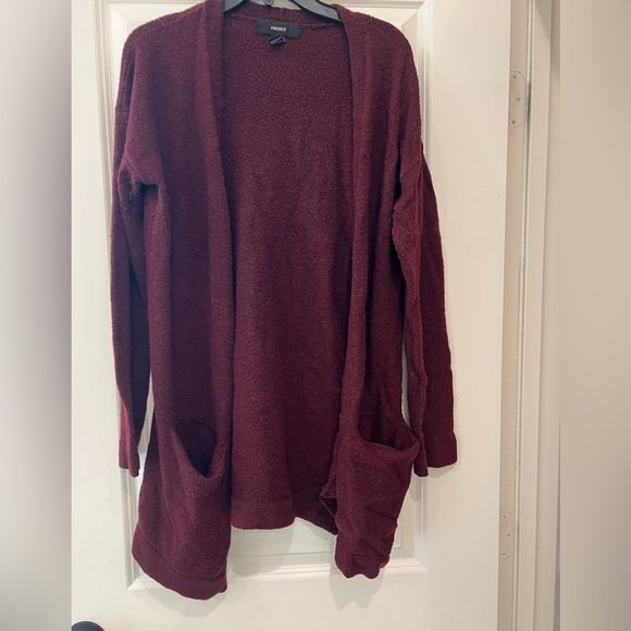 FOREVER 21 SMALL BURGUNDY PLUSH CARDIGAN (fits like M/L) - Picture 6 of 8